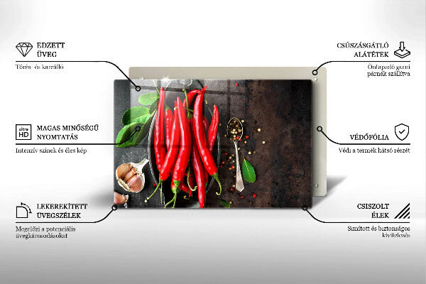 Főzőlap védő üveglap Piros chili paprika