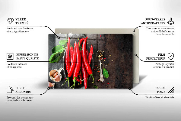 Főzőlap védő üveglap Piros chili paprika