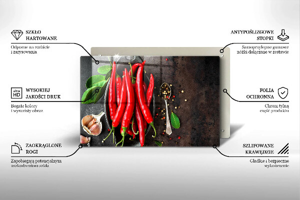 Főzőlap védő üveglap Piros chili paprika