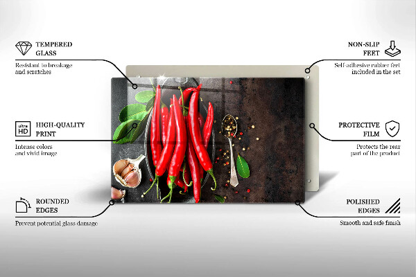 Főzőlap védő üveglap Piros chili paprika