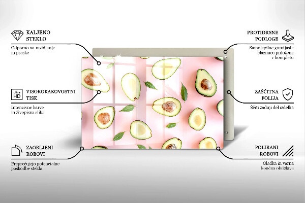 Főzőlap védő üveglap Avokádó minta