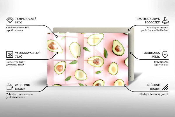 Főzőlap védő üveglap Avokádó minta