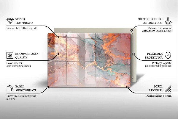 Főzőlap védő üveglap Márvány arannyal