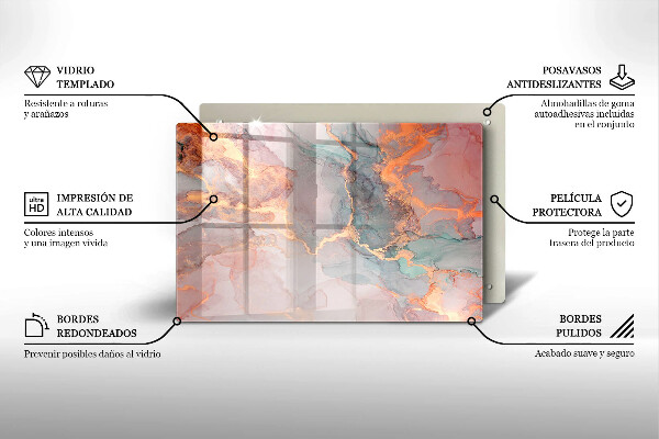 Főzőlap védő üveglap Márvány arannyal