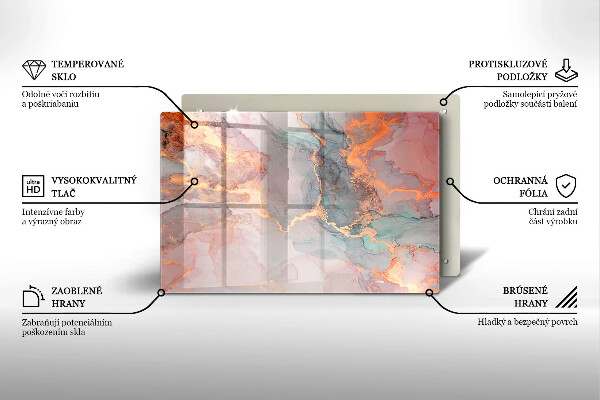 Főzőlap védő üveglap Márvány arannyal