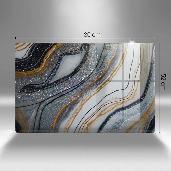 Tűzhelyvédő üveglap szikla arannyal