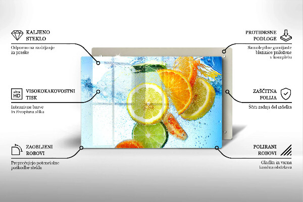 Tűzhelyvédő üveglap Zamatos citrusvíz