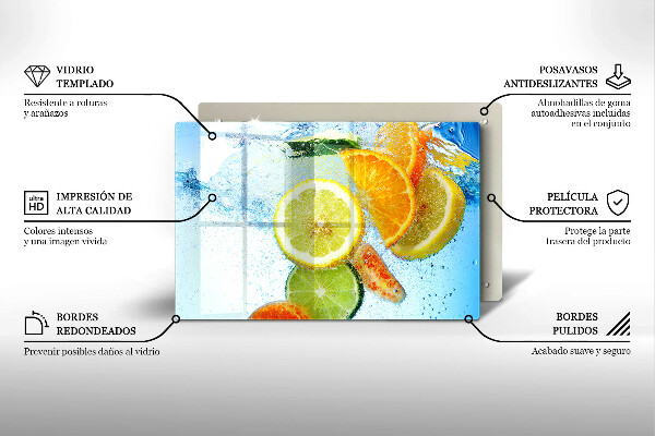 Tűzhelyvédő üveglap Zamatos citrusvíz