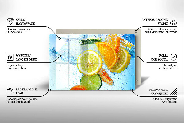 Tűzhelyvédő üveglap Zamatos citrusvíz