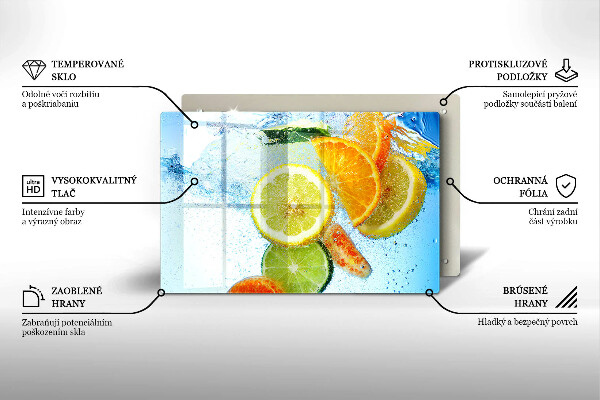 Tűzhelyvédő üveglap Zamatos citrusvíz
