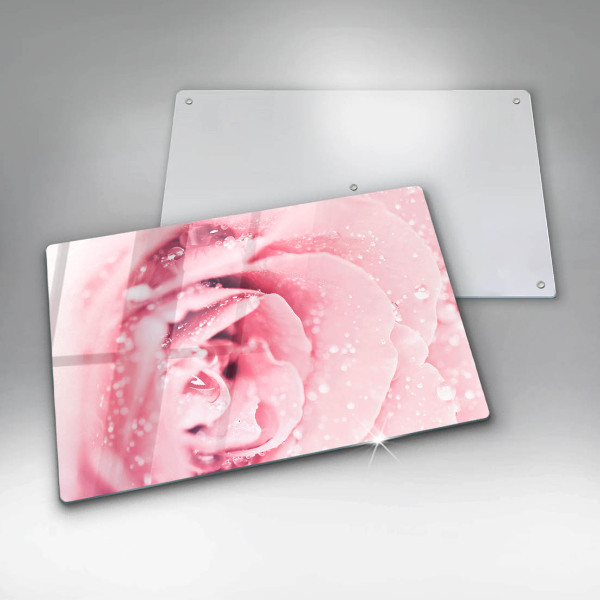 Főzőlap védő üveglap Harmatcseppek és rózsavirág