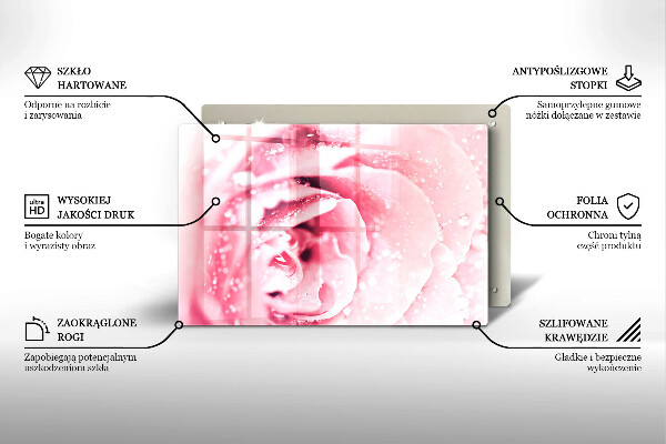 Főzőlap védő üveglap Harmatcseppek és rózsavirág