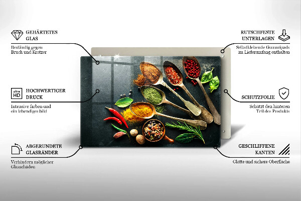 Főzőlap védő üveglap Konyhai kanál fűszerek