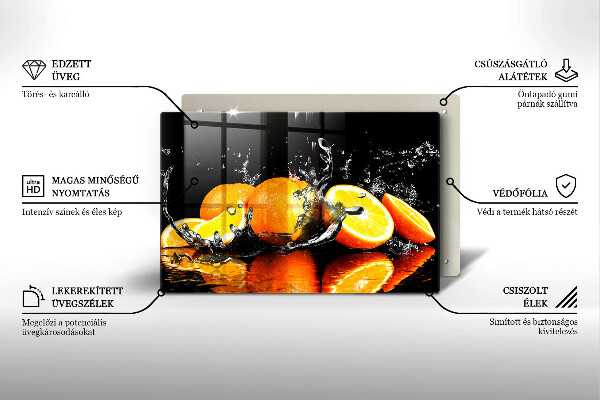 Főzőlap védő üveglap Lédús narancssárga gyümölcs