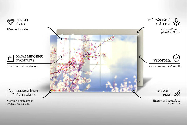 Főzőlap védő üveglap Virágzó fa