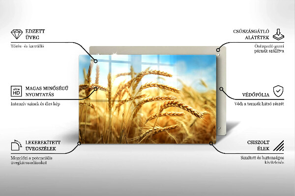 Tűzhelyvédő üveglap Kalász gabonafélék a területen