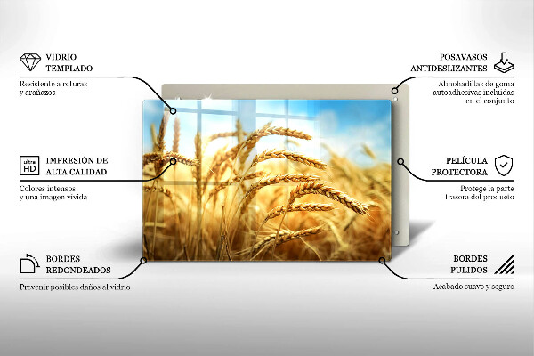 Tűzhelyvédő üveglap Kalász gabonafélék a területen