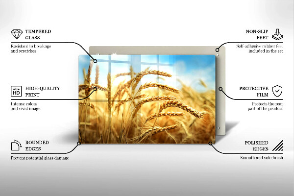 Tűzhelyvédő üveglap Kalász gabonafélék a területen