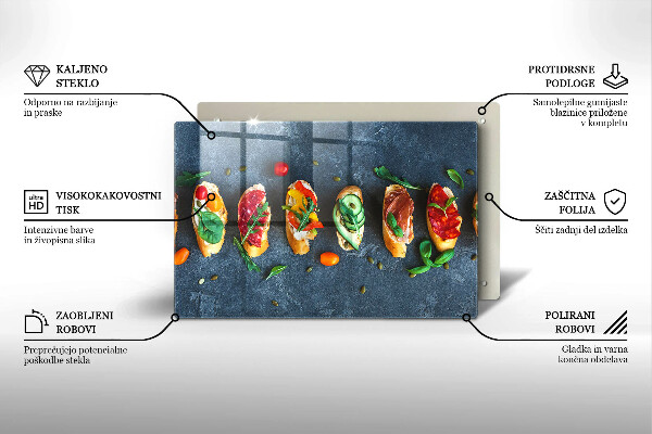Tűzhelyvédő üveglap Színes szendvicsek