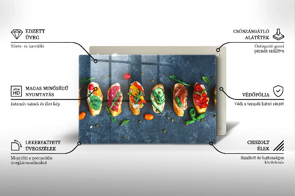 Tűzhelyvédő üveglap Színes szendvicsek