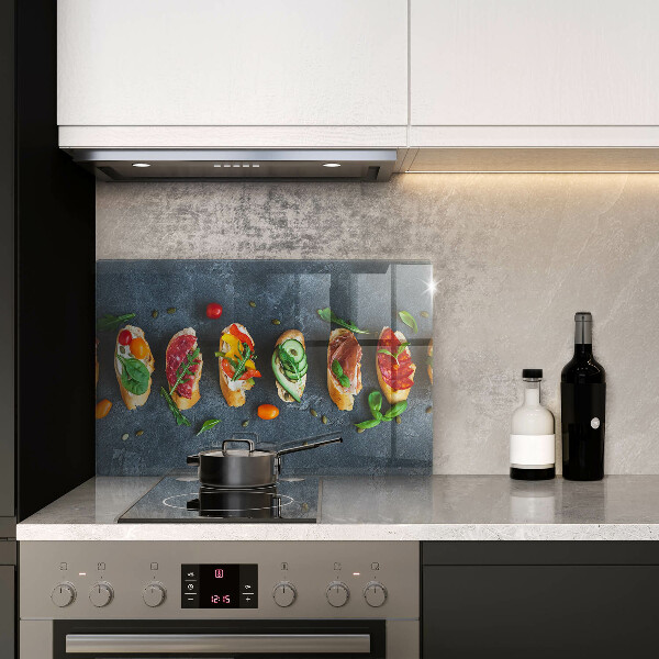 Tűzhelyvédő üveglap Színes szendvicsek