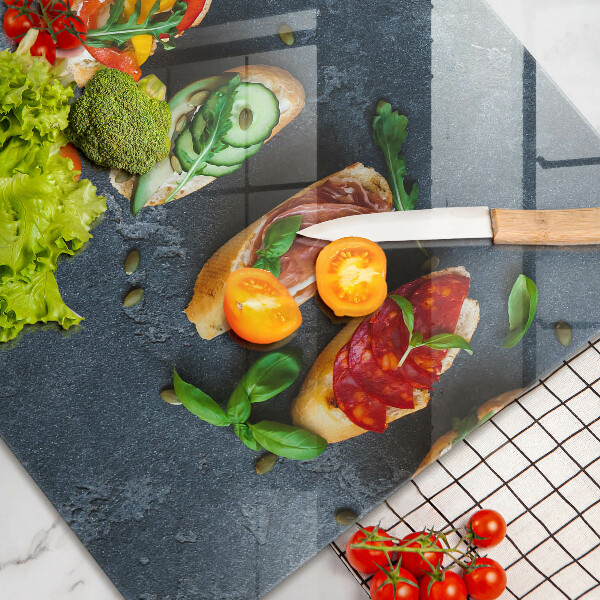 Tűzhelyvédő üveglap Színes szendvicsek