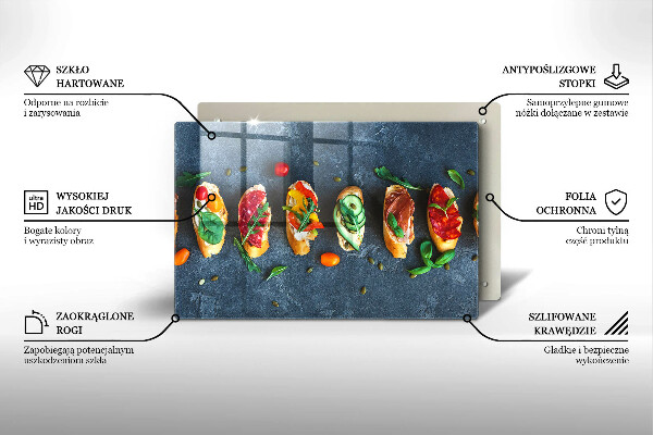 Tűzhelyvédő üveglap Színes szendvicsek