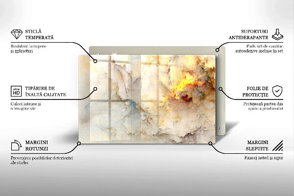 Tűzhelyvédő üveglap Márvány textúra arannyal