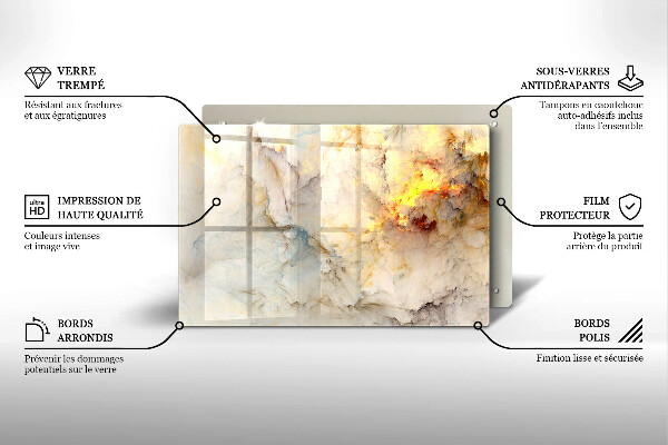 Tűzhelyvédő üveglap Márvány textúra arannyal