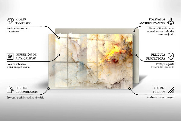 Tűzhelyvédő üveglap Márvány textúra arannyal