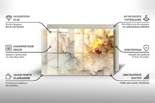 Tűzhelyvédő üveglap Márvány textúra arannyal