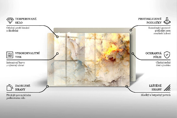 Tűzhelyvédő üveglap Márvány textúra arannyal