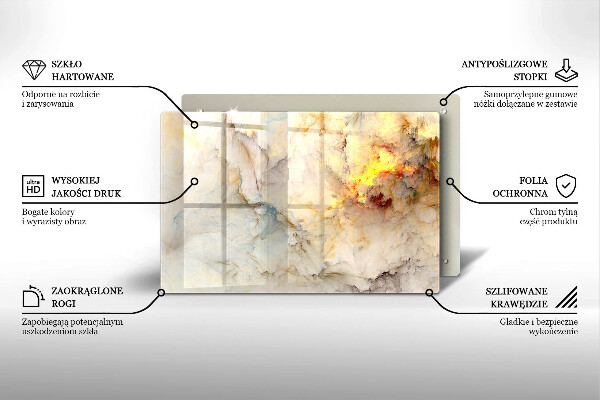 Tűzhelyvédő üveglap Márvány textúra arannyal