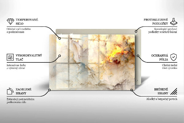 Tűzhelyvédő üveglap Márvány textúra arannyal