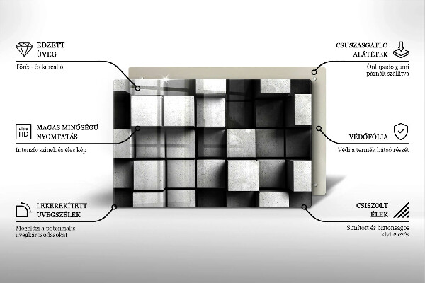 Tűzhelyvédő üveglap 3D geometriai háttér