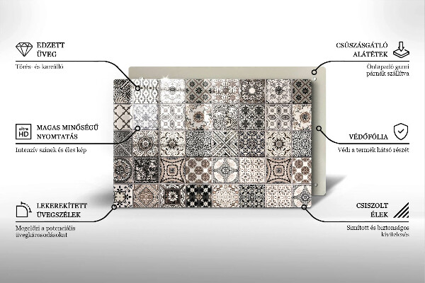 Főzőlap védő üveglap Dekoratív csempe