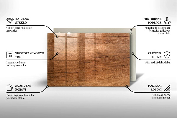 Főzőlap védő üveglap Fa textúra