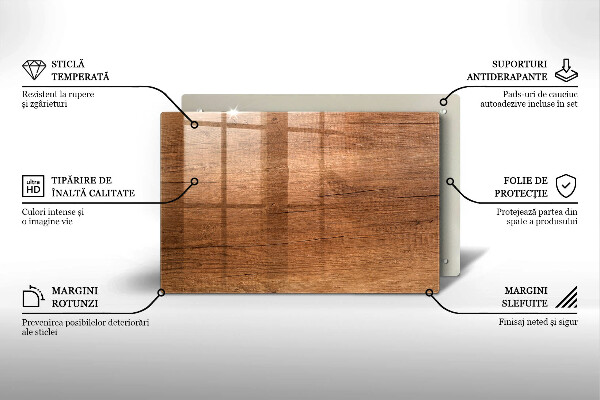 Főzőlap védő üveglap Fa textúra