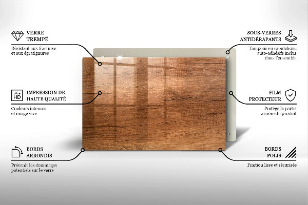 Főzőlap védő üveglap Fa textúra