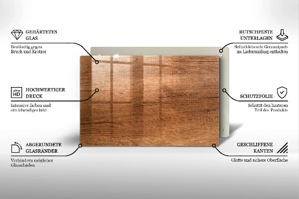 Főzőlap védő üveglap Fa textúra