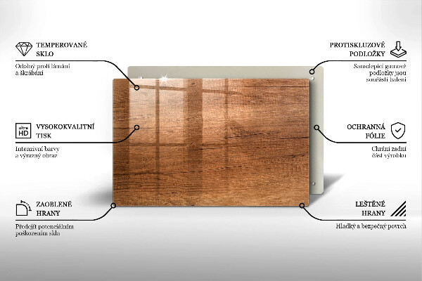 Főzőlap védő üveglap Fa textúra