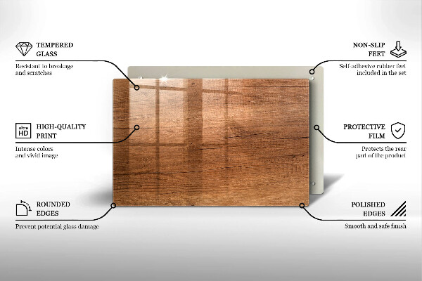 Főzőlap védő üveglap Fa textúra