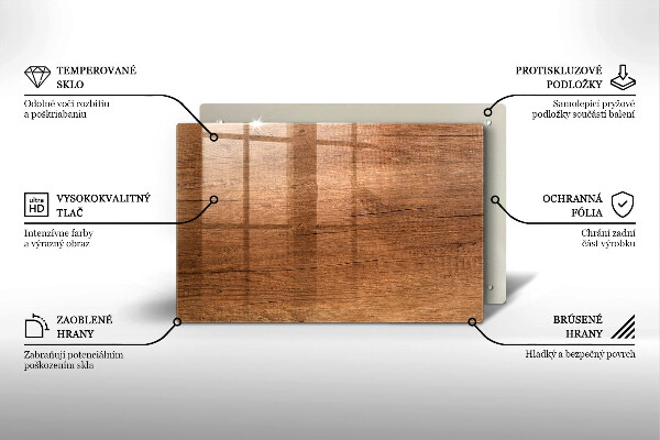 Főzőlap védő üveglap Fa textúra