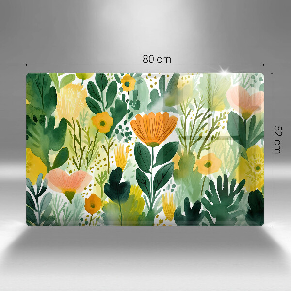 Tűzhelyvédő üveglap Festett virágok