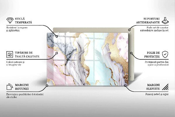 Tűzhelyvédő üveglap Pasztell márvány