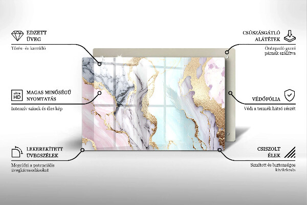 Tűzhelyvédő üveglap Pasztell márvány