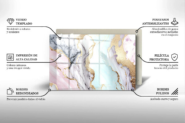 Tűzhelyvédő üveglap Pasztell márvány