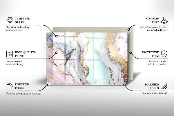 Tűzhelyvédő üveglap Pasztell márvány