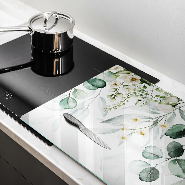 Tűzhelyvédő üveglap Akvarell növények