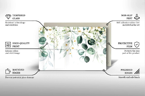 Tűzhelyvédő üveglap Akvarell növények